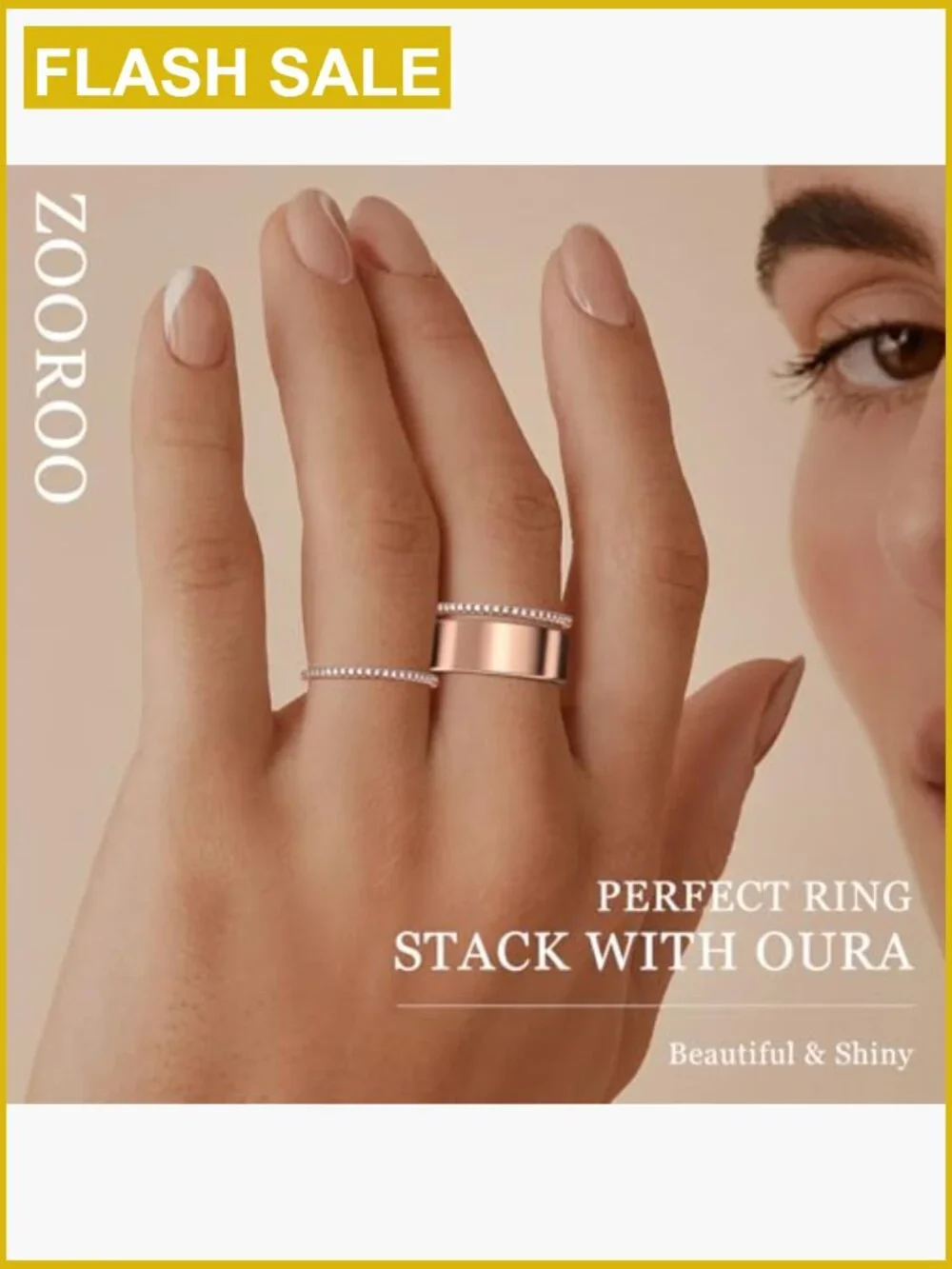 Stacking Rings for Oura Ring 2-Pack Cubic Zirconia 14K Gold Plated